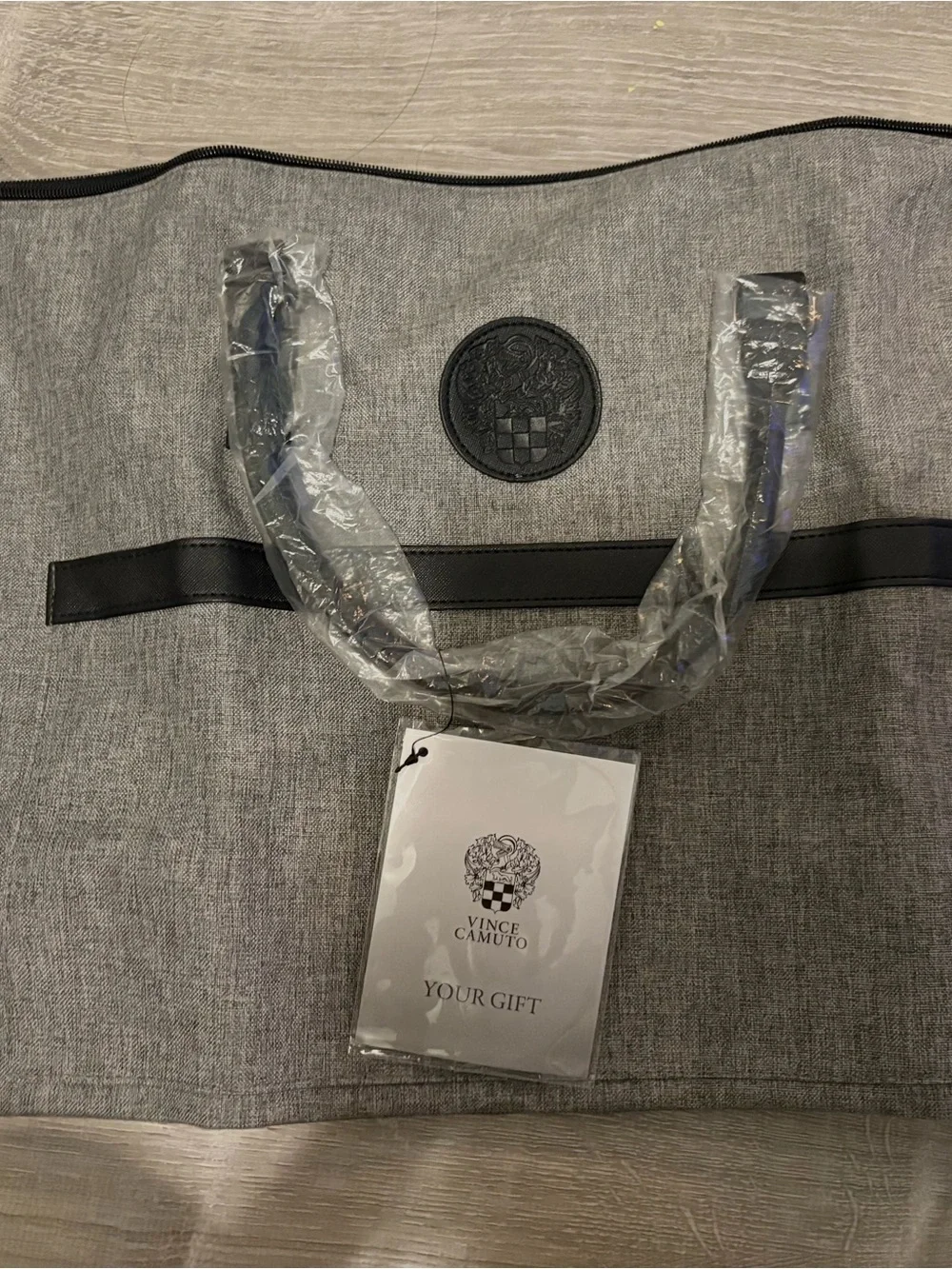 Vince Camuto Gray Travel Bag with Black Trim